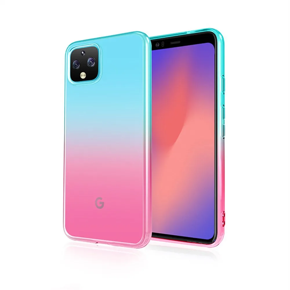Green Pink QUZONG градиентный цветной чехол для телефона для Google Pixel 4 4XL 3A 3AXL Мягкий Силиконовый противоударный чехол для Google Pixel 4 3A XL чехол s - Цвет: Green Pink
