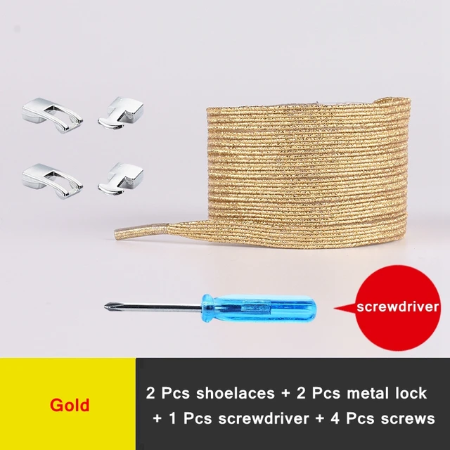 New Elastic Shoe Laces Fashion Metal Cross lock No Tie Shoelaces Suitable for all kinds of shoes child Adult flat Lazy Lace Gold