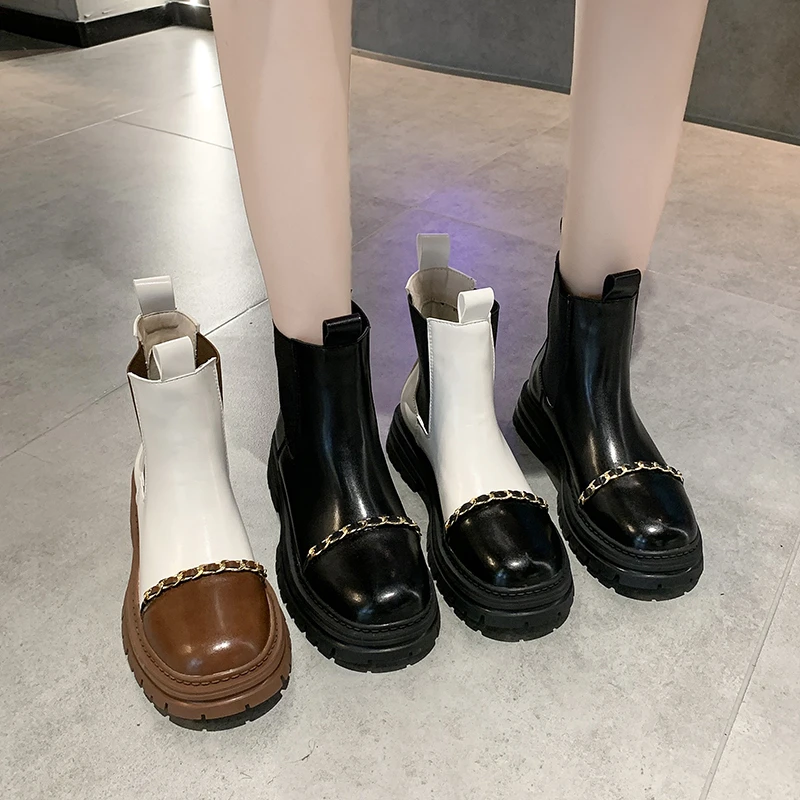 short Boots Women's Fall 2022 New Fashion All-match Sleeve Chelsea Boots Women's Thick-soled Non-slip Mid-tube Boots Women