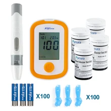 Diabetes Tester Digital Blood Glucose Monitor Glucometer Kit LED  Display  Blood Sugar Meter with 100 Pcs Test Strips & Lancets