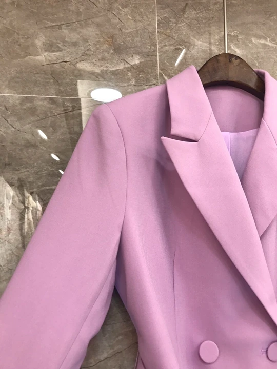 Высококачественные Дизайнерские комплекты одежды осенний пиджак костюм женский красный фиолетовый пиджак пальто+ плиссированная Асимметричная юбка наборы Женский
