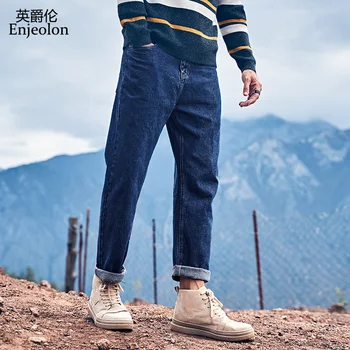 

2019 New Autumn Winter Brand Jeans Men Fashion Casual Loose Jeans Straight Breathable Comfortable Wide Leg Pants Plus Size NZ086