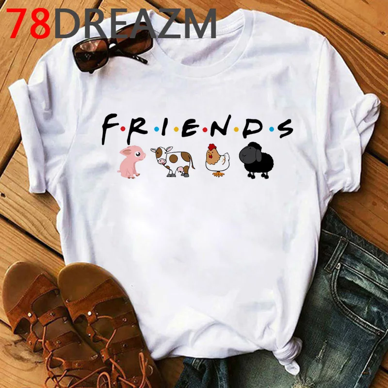 Camiseta vegana de dibujos animados para mujer, remera Kawaii de talla grande Unisex, Camisetas estampadas de Friends no comida, camisetas de estilo coreano Hip Hop para mujer