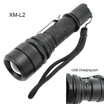 

XM-L L2 Zoomable LED Flashlight 5 Mode USB Rechargeable Torch Light 5000 Lumen Waterproof 18650 Tactical Lantern for Camping