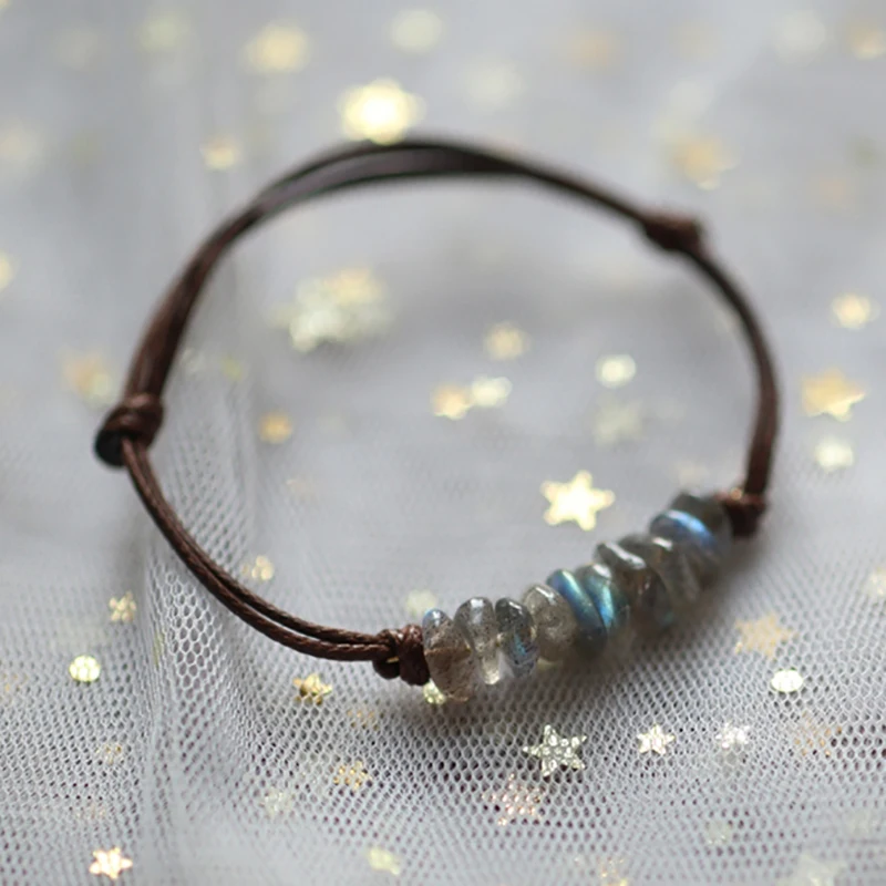 French Elevée Handmade Crystal Bracelets for Women Leather Chain Adjustable Natural