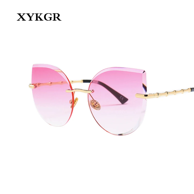 XYKGR, новые бескаркасные солнцезащитные очки, женские модные солнцезащитные очки, тренд, кошачьи глаза, уличная съемка,, солнцезащитные очки, UV400