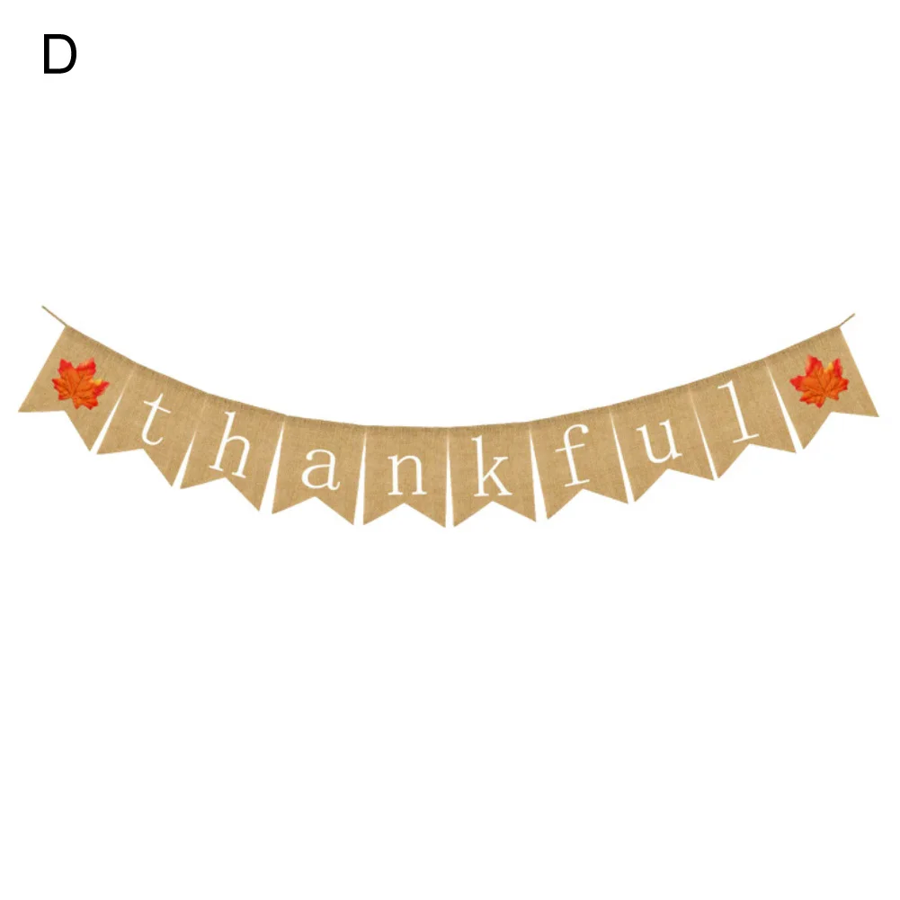 Thanksgiving Day Thankful Maple Bunting Banner Home Party Festival Hanging Decor