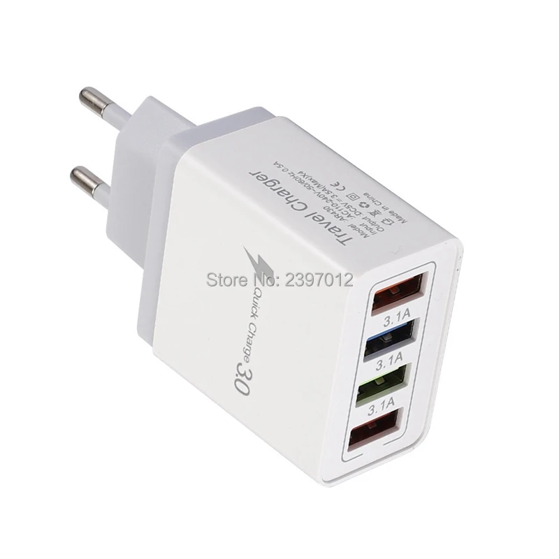 50 шт./партия EU US Plug 4 usb порта быстрое зарядное устройство QC 3,0 USB зарядное устройство для iphone samsung быстрое зарядное устройство QC3.0