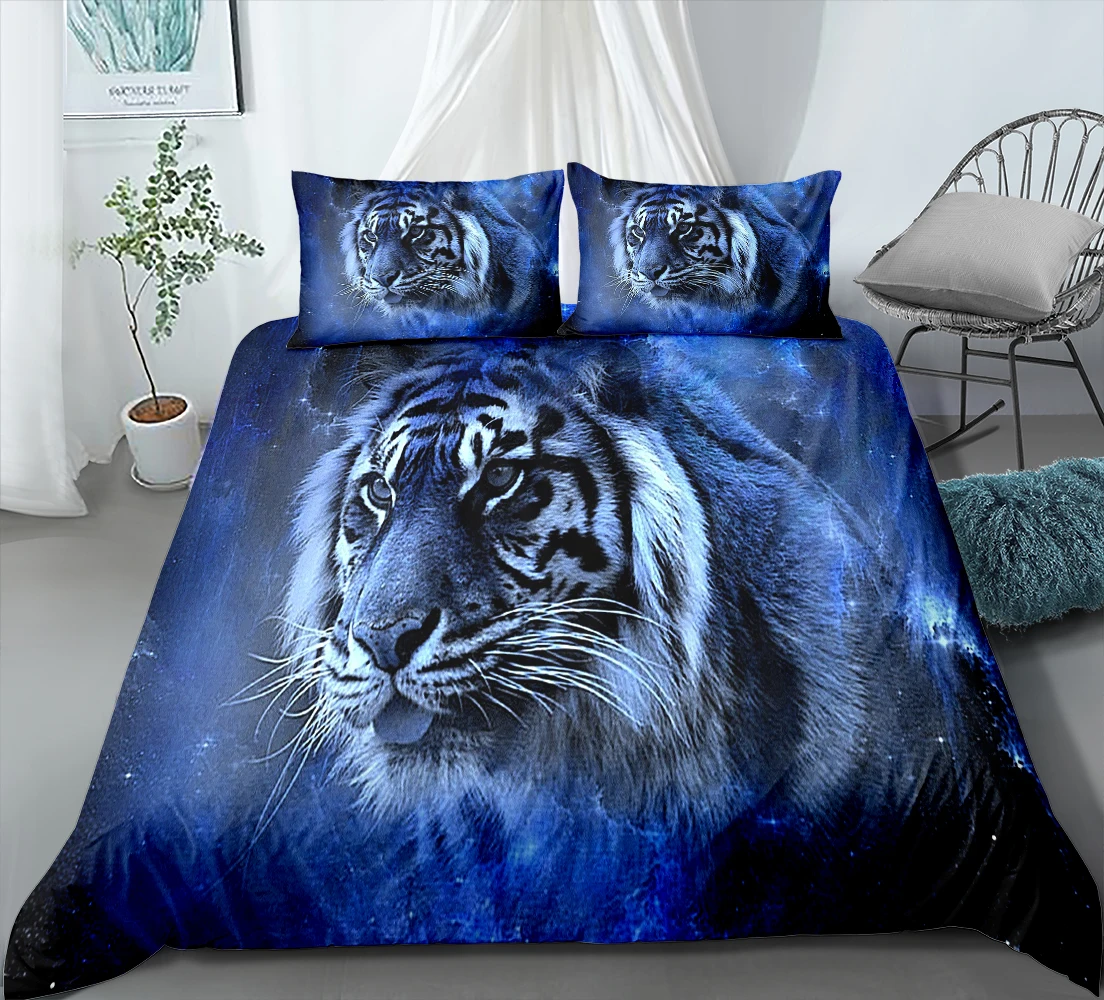 3d Colorful Tiger/Lion Bedding Set Stylish Comfortable Down Bedding Set Children Bedding Set Animal Printed Home Textile Set double duvet covers