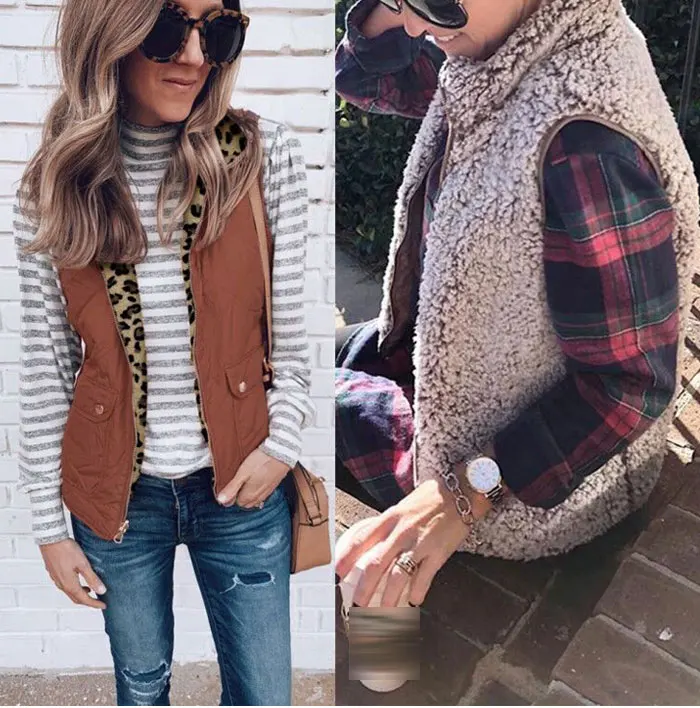 Women Vests Casual Plush Teddy Outwear Sleeveless Vest Jacket Chaleco Mujer Autumn Winter Pocket Coat Colete Feminino Outwear