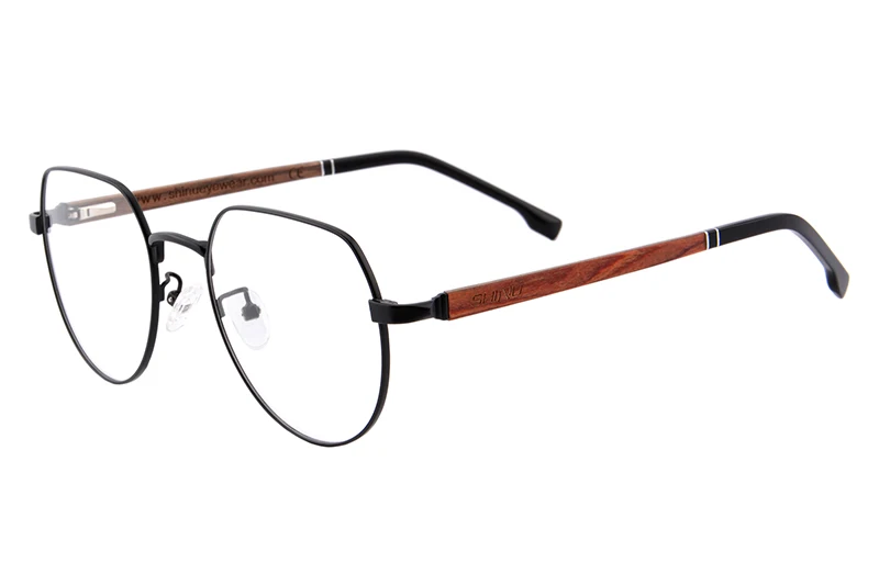 C4 anti blue SHINU wood glasses frame retro metal eyeglasses handmade wooden fashion eyewear for men women blue rays glasses myopia Rx abl - Цвет оправы: C4 anti blue