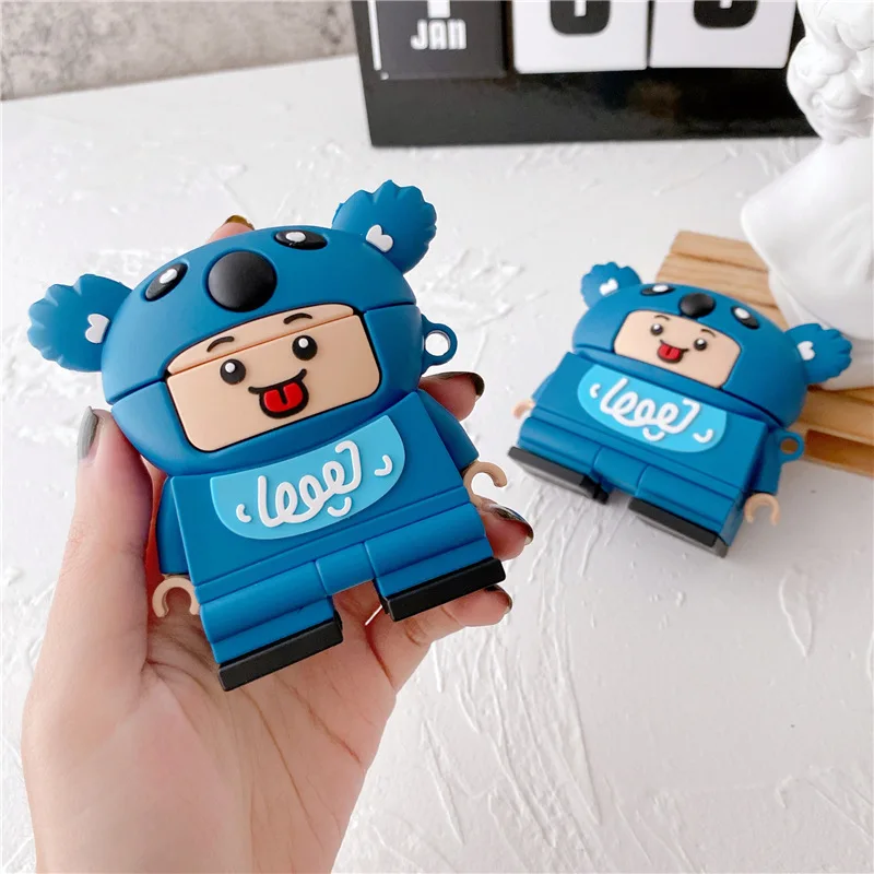 

Little Koala Building Block Kids Toy 3D Case For AirPods 1 2 Pro Box Soft Silicone Wireless Earphone Protect Cover Funda