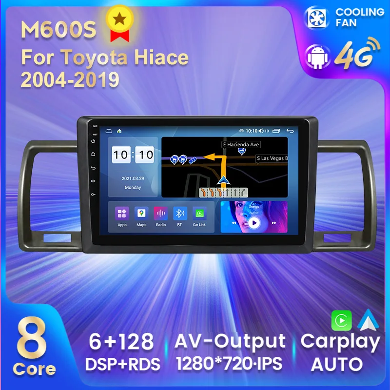Автомагнитола 6G + 128G Android 11 GPS RDS DSP мультимедийный плеер для Toyota Hiace 2004-2019 2din android