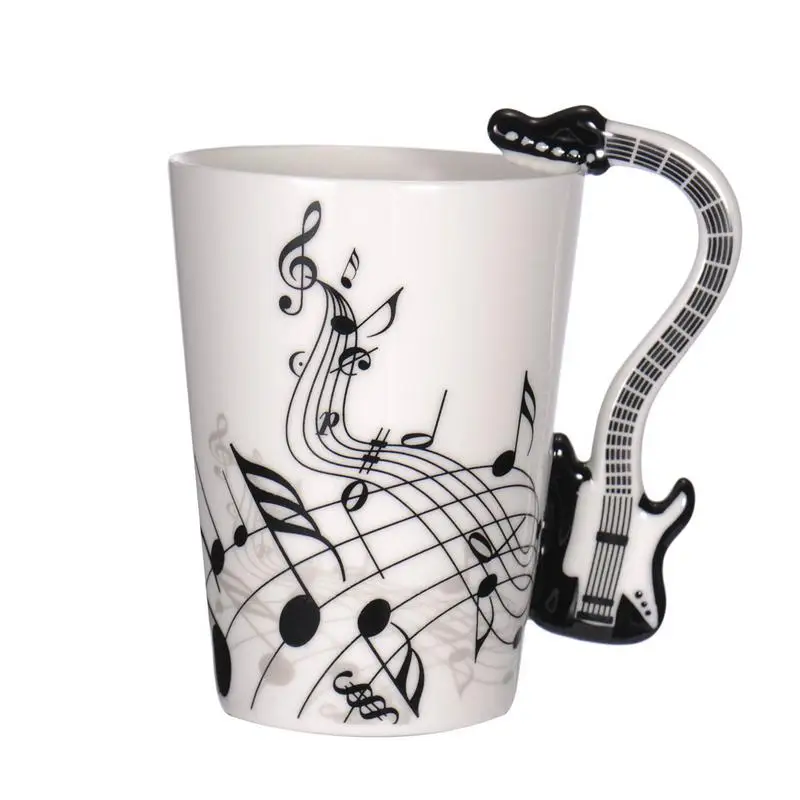 Creative Music Violin Guitar Ceramic Mug Coffee Tea Milk Stave Cups with Handle Coffee Mug Novelty Gifts for Wedding Birthday - Цвет: 18