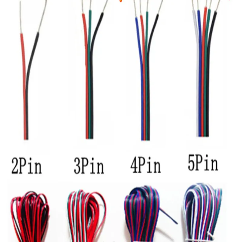 Светодиодный провод для WS2812B WS2811 5050 2835 5730 светодиодный светильник 2Pin/3Pin/4Pin/5Pin/6pin