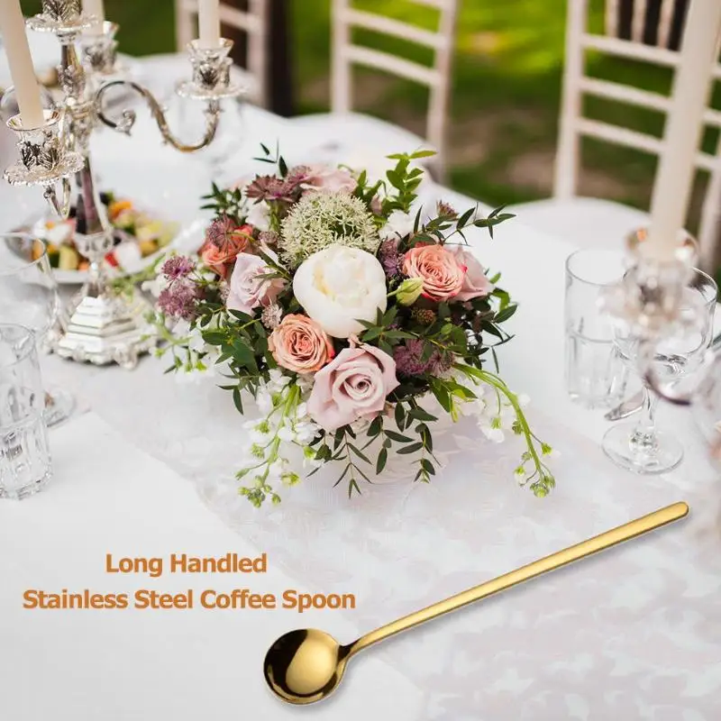 

Long Handle Stainless Steel Spoon Maintaining Safety And Health Non-rusting Coffee Tea Scoop Ice Cream Dessert Teaspoon