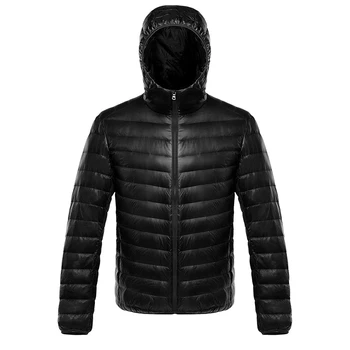

Duck Down Winter Jacket Soft Men&women Satin Warm Coat Hoded Jacket Lightweight Solid Gray Outwear Large Size 3xl 4xl