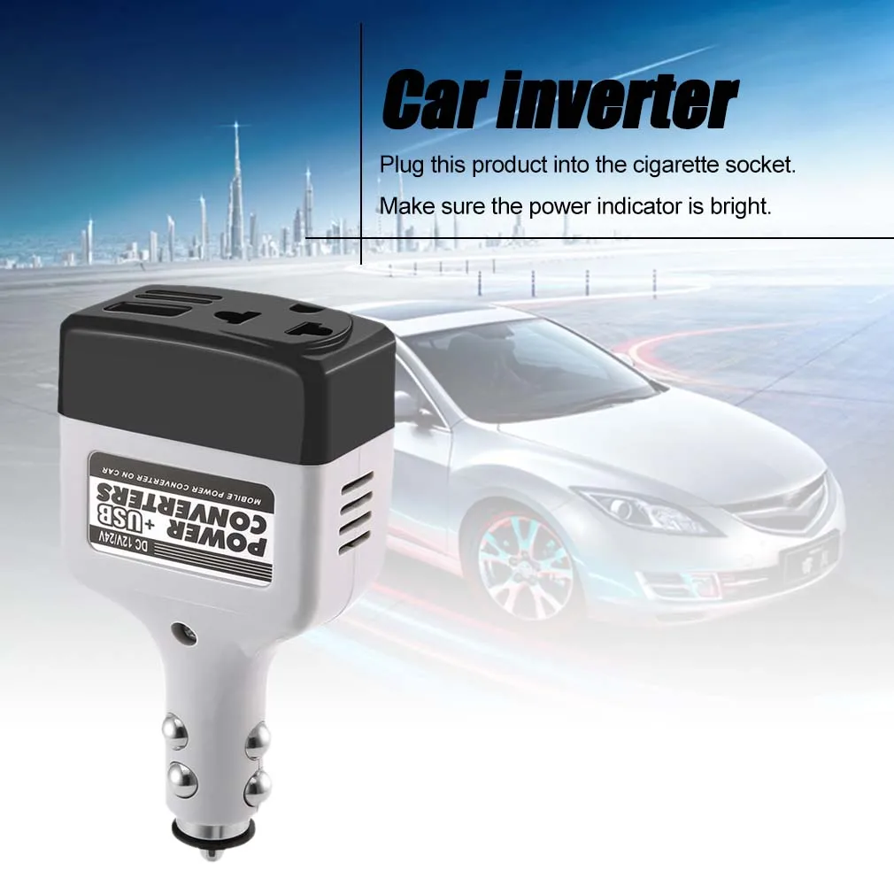 

Car Inverters Car Mobile Converter Inverter Adapter DC 12V/24V to AC 220V Charger USB Power Converter