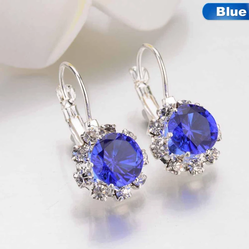 Multi-color Crystal Rhinestone Drop Earring Cube Zirconia Cuff for Women Statement Wedding Jewelry Pendientes Mujer | Украшения и