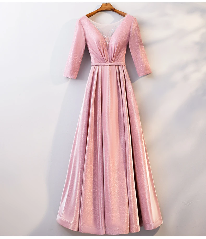 Элегантные блестящие розовые платья для выпускного вечера, длинные с глубоким вырезом, с половинными рукавами, а-силуэт, длина до пола, женские вечерние платья размера плюс