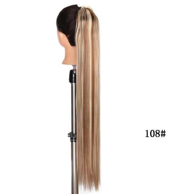 MSTN 30-Inch Synthetic Hair Fiber Heat-Resistant Straight Hair With Ponytail Fake Hair Chip-in Hair Extensions Pony Tail Wigs M108