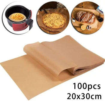 

100 PCS Parchment Paper Sheets Precut Unbleached Baking Paper High Temperature Resistant Non-Stick For Grill Baking Bread Pastry