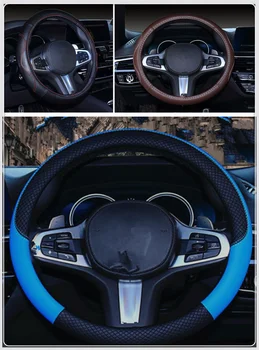 

Premium car auto steering wheel cover 38 cm or 15 inch leather PU for Kia Soul Forte5 Cadenza Telluride Pro Venga