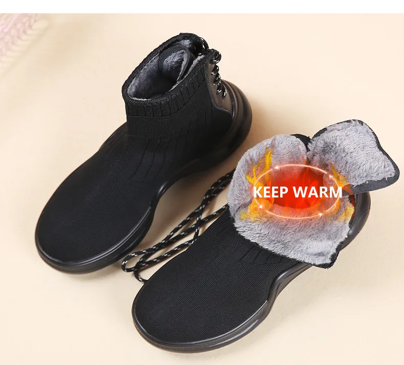 Autumn Winter Women Boots Comfortable Fashion Ankle Snow Boots Women Winter Keep Warm Lace-up Ladies Sock Boots