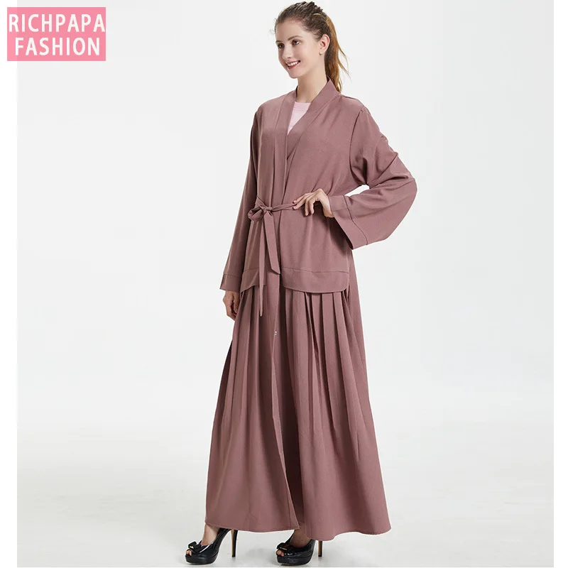 Abaya Дубай Кафтан длинный льняной плиссированный мусульманский хиджаб платье