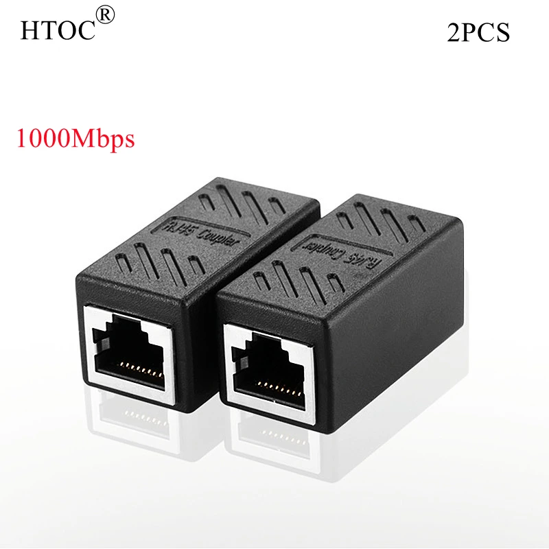 HTOC RJ45 Coupler ethernet connectors interface Cat 7 Cat6 Cat5 Cat5e RJ45 8P8C Black rj45 Coupler(2pcs) lan cable detector