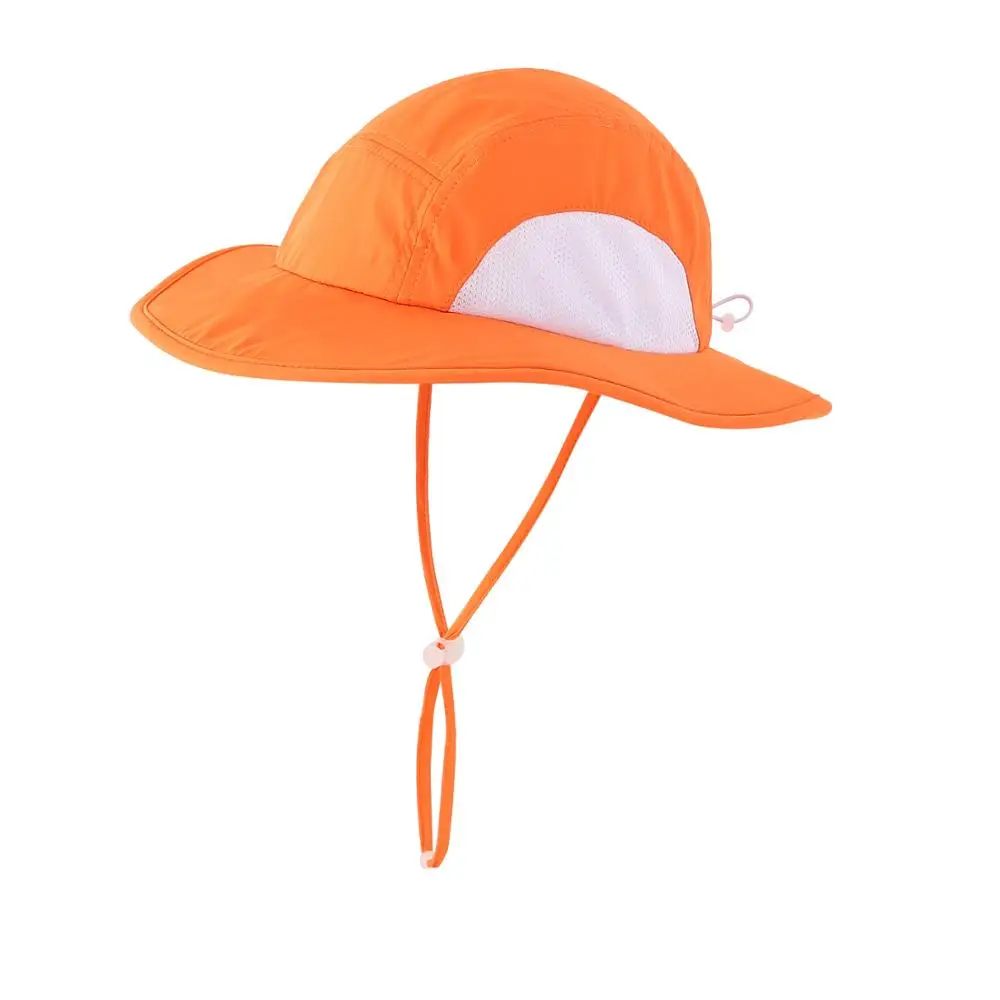 Orange Соединительная сетка для малышей, младенцев, мальчиков и девочек, UPF 50+, УФ Защита от солнца, шляпа от солнца с широкими полями, Детские кепки от солнца - Цвет: Orange