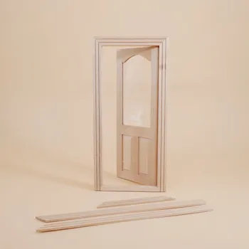 

New 1:12 Dollhouse Miniature Unpainted Wooden Door Furniture Model DIY Accessories
