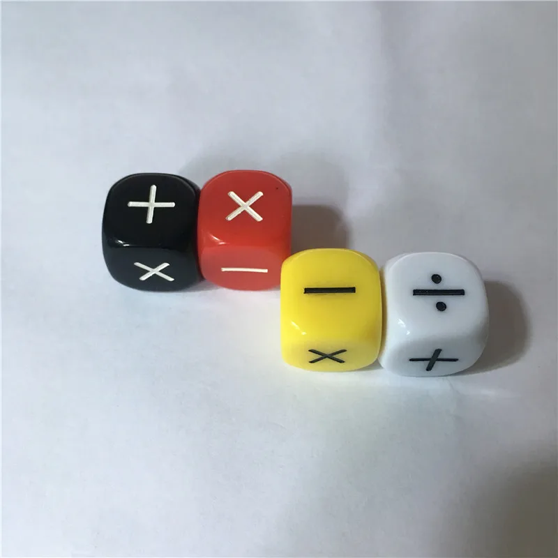 4Pcs/set New Addition and Subtraction Symbol Dice Operation Baby Teaching Assistant Props 16mm Multiplication and division Dices