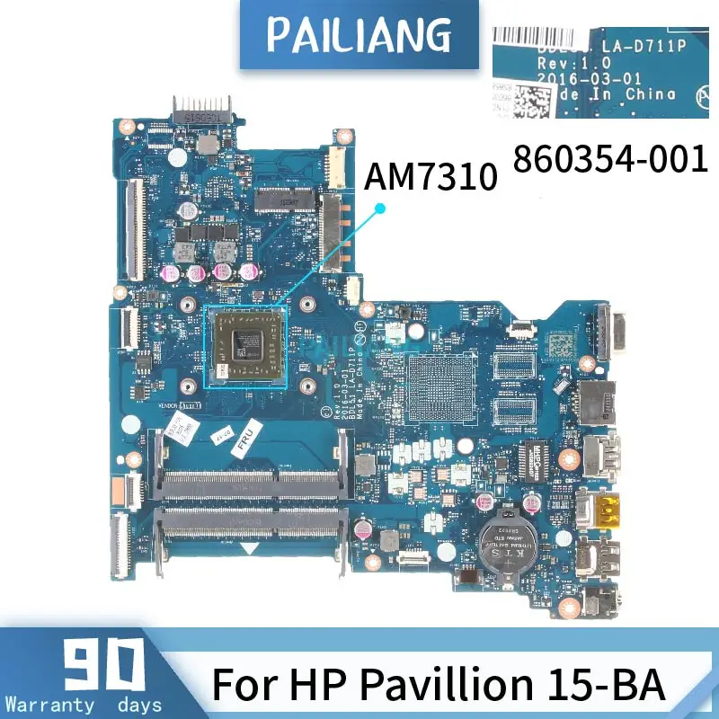 Материнская плата 860354-501 для HP Pavillion 15-BA LA-D711P 860354-001 AM7310, материнская плата ноутбука DDR3 Протестирована
