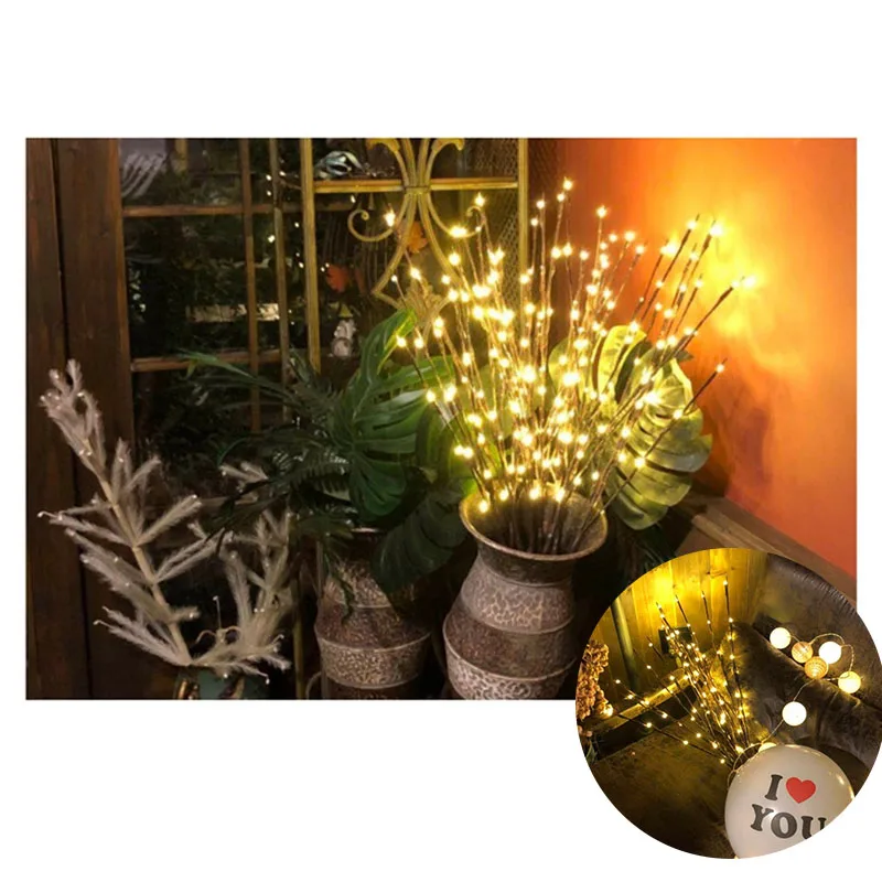 Новогоднее украшение светодиодный светильник "Ветка ивы" Цветочные Огни 20 лампочек рождественские украшения для дома