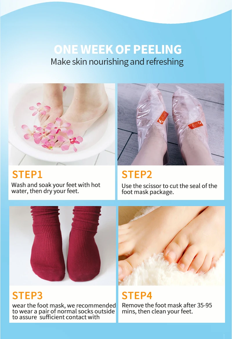 EFERO 5pairs Foot Peeling Mask Peach Moisturizing Exfoliation Cuticle Dead Skin Feet Care Pedicure Socks Foot Mask for Legs