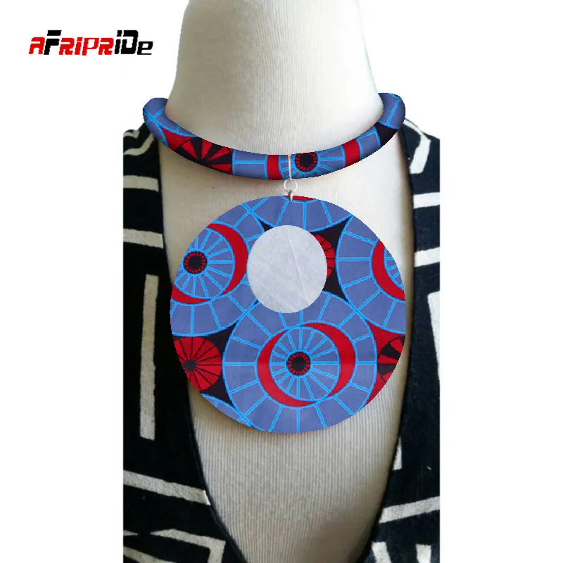 Модное Африканское ожерелье с принтом Анкара ожерелье с большим кулоном африканские украшения из ткани ручной работы для женщин SP075 - Цвет: 3
