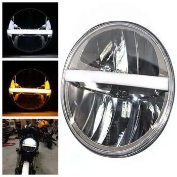 

2Pcs 7inch Round LED Headlight Reflector White-Amber LED Headlamp for Jeep Wrangler Patrol Y60 Road King
