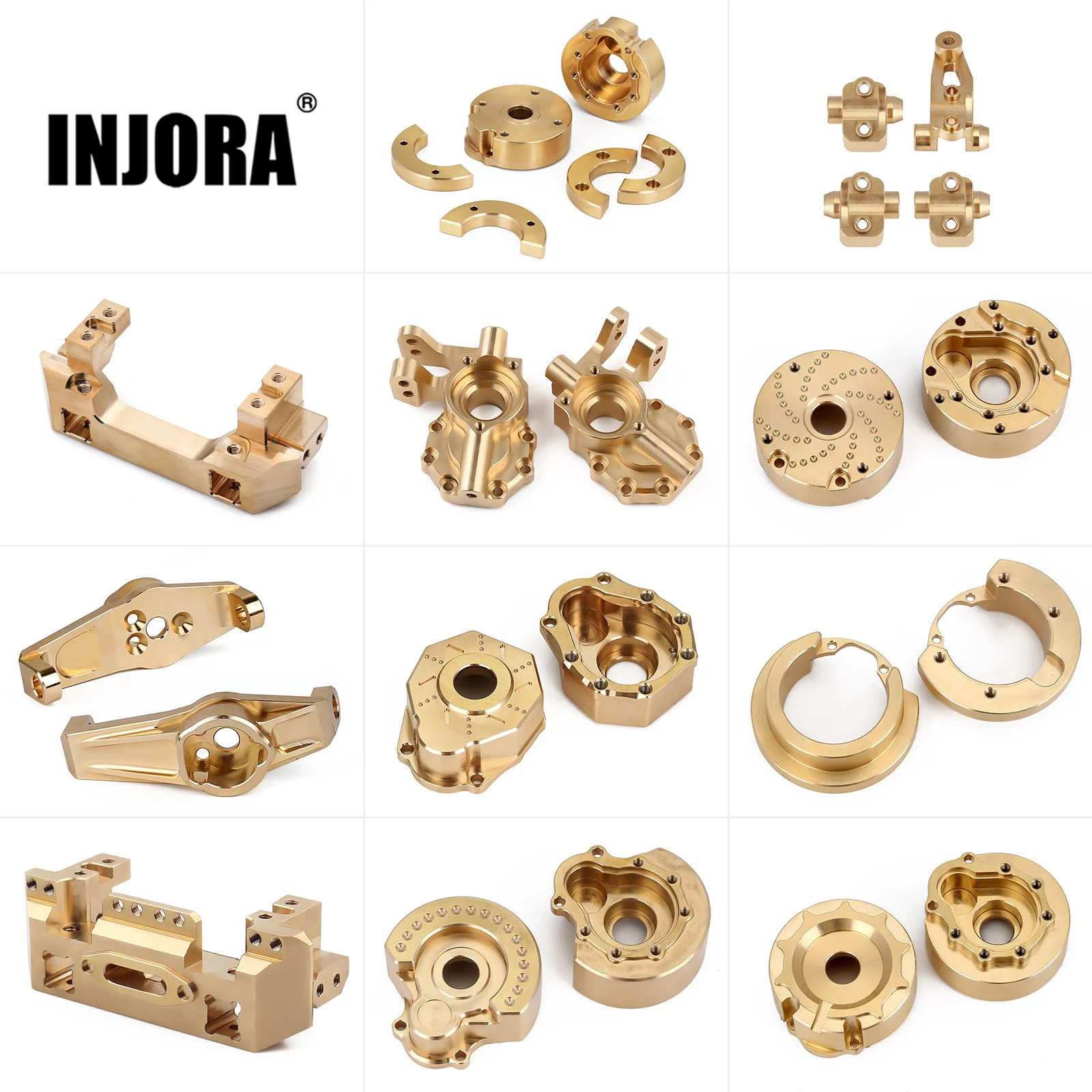 INJORA Heavy Brass Counterweight Portal Drive Housing Bumper Mount Axle Mount for RC Crawler Car Traxxas TRX4 TRX6 Upgrade Parts