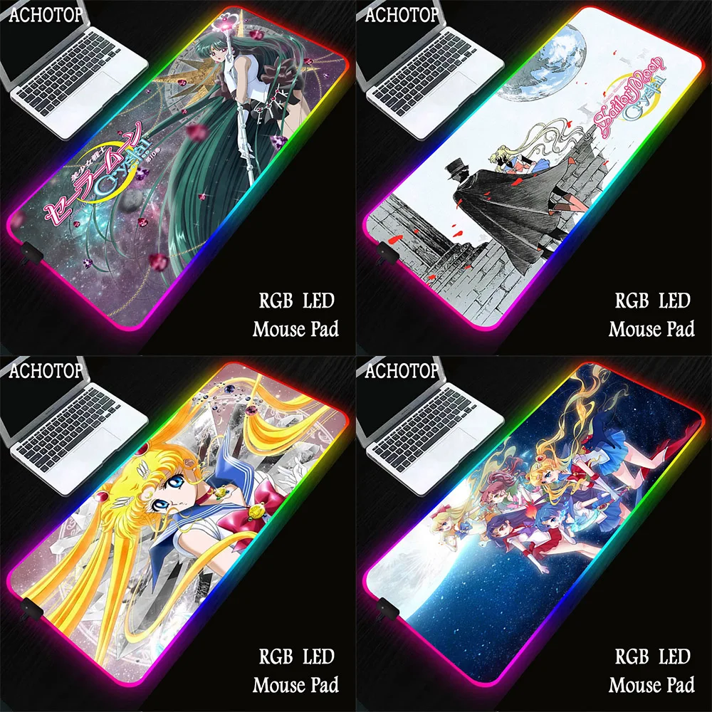 

Christmas gift Sailor Moon landscape aesthetics art RGB Anime Mouse Mat Desk LED Gaming Mouse Mat x xxl 700x300mm for girlfriend