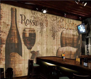 

Vintage wine wood grain background wall KTV hotel cafe European mural Custom European winery cellar 3d wallpaper