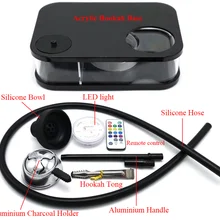 Высокое качество бар вкус воды дым черный наргиле курительная трубка с светодиодный светильник акриловый кальян