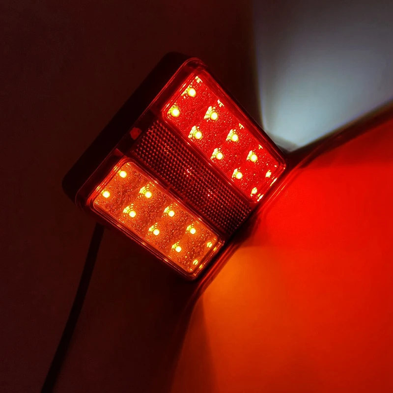 Pair Square Trailer Lights, 1 x Plug, 8m x 5 Core Wire Kit Rewire