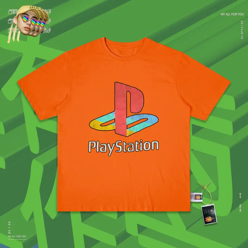Инс оригинальность полуподпольная Playstation короткий рукав школьницы Мори Сплит сустава скейт каракули Джокер тренд - Цвет: orange
