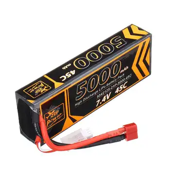 

1PCS ZOP Power 7.4V 5000mAh 45C 2S Lipo Battery T Plug for 1/10 RC Racing Car RC Racing Drone FPV Model Spare Part