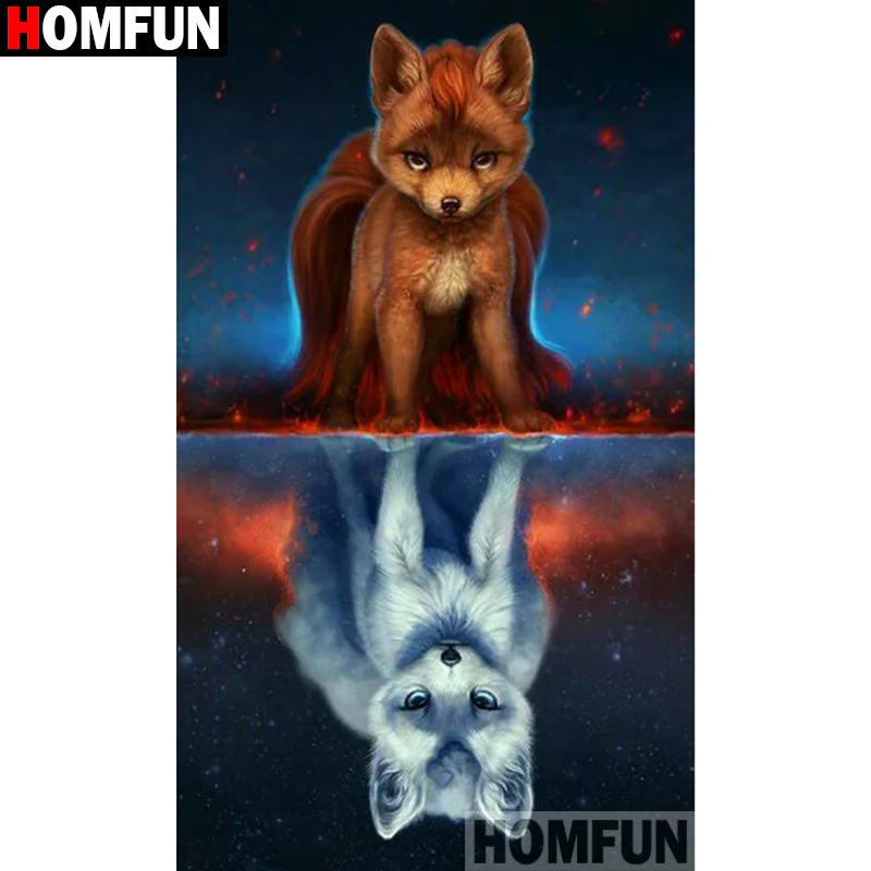 HOMFUN Diy 5d Diamond Painting &quotCartoon animal fox&quot Cross Stitch Square Round Embroidery Handwork Rhinestone Art A27343 | Дом и сад