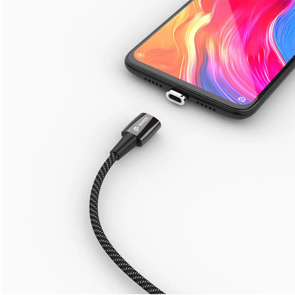 Магнитный кабель Xiaomi WSKEN 3A type C Micro USB для быстрой зарядки данных 1,2 m/2 m кабель для Xiaomi samsung huawei USB кабель