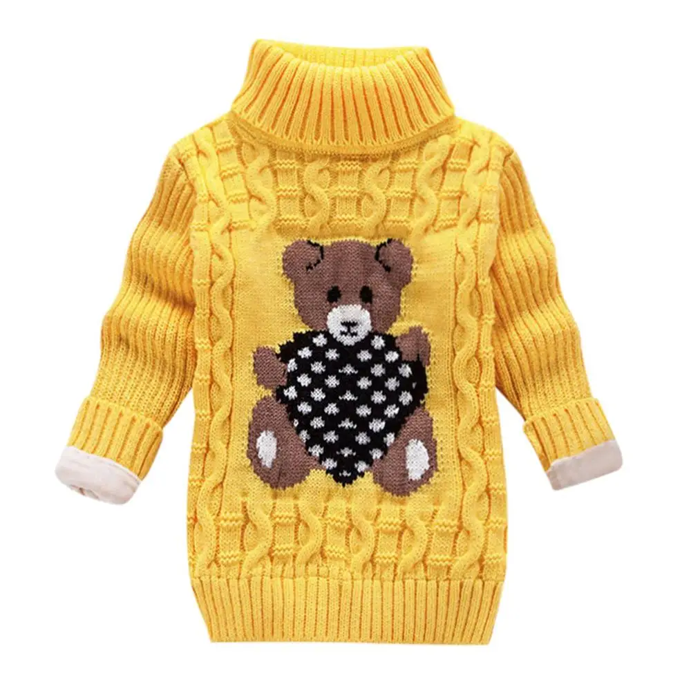 Свитер; коллекция года; сезон осень-зима; детские вязаные пуловеры с высоким воротником для маленьких мальчиков и девочек; теплые плотные свитера с высоким воротником; От 2 до 8 лет свитер - Цвет: Sweater Yellow