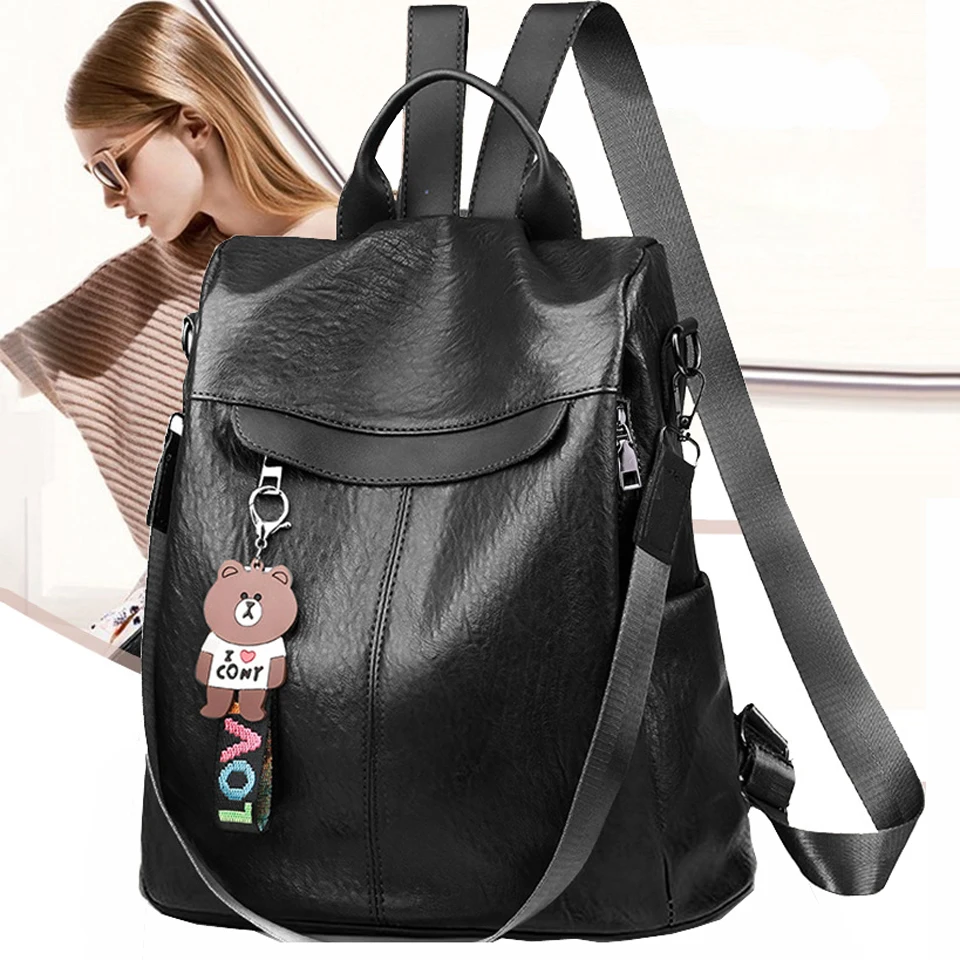 

Leather Backpacks for Women 2020 Fashion Designer Backpack Crossbody Shoulder Bag School Bags for Teenage Girls Travel Bagpack