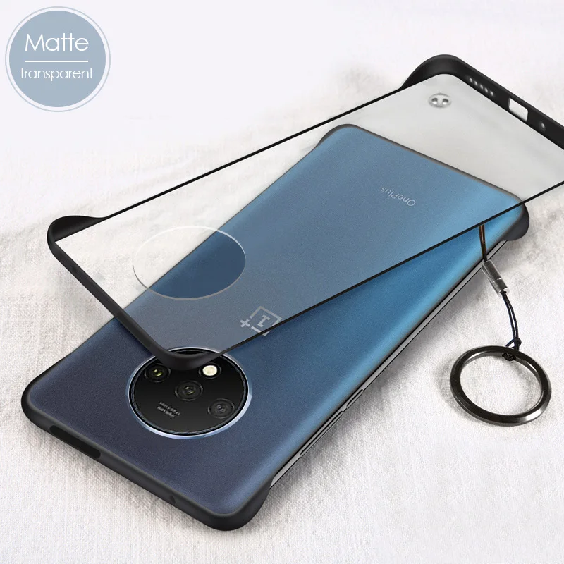 Чехол без рамки для Oneplus 7T Pro, Ультратонкий матовый, без отпечатков пальцев, без бампера, изогнутая задняя крышка для телефона 1+ 7 T, на ощупь - Цвет: Синий